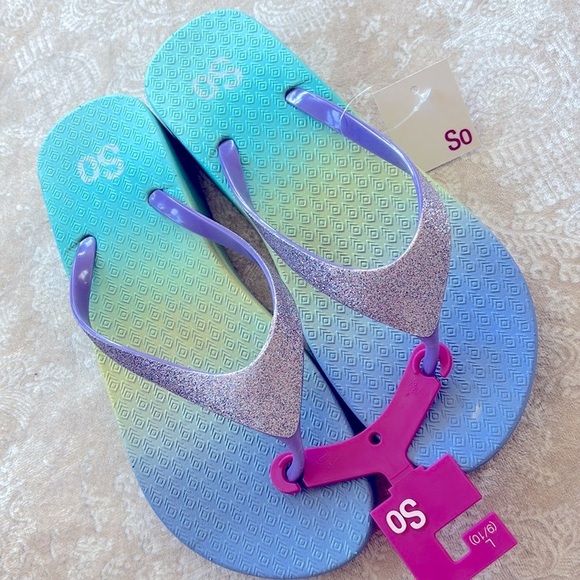 Brand New So Purple Glitter Thong Sandals Platform Flip Flops Ombre Sparkly - Picture 5 of 16